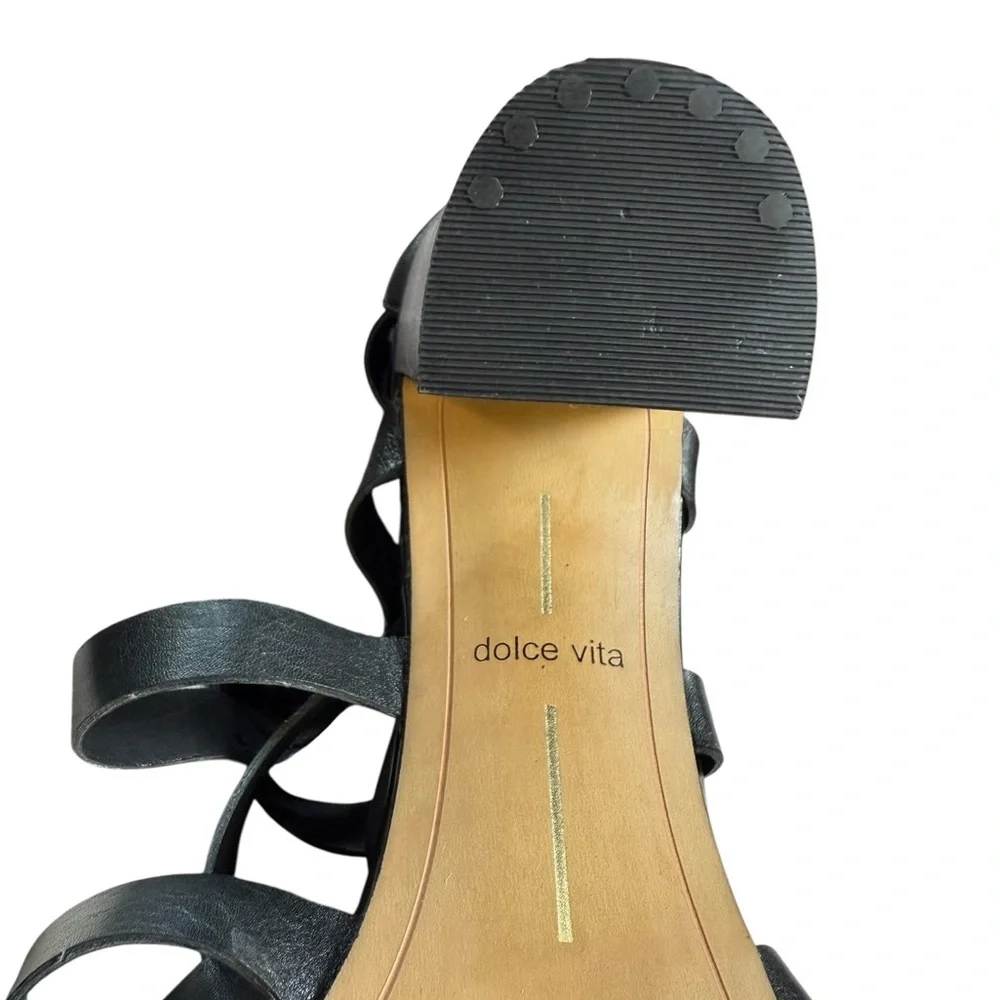 Dolce Vita Nairi Woven Black Leather Bootie Open Toe Size 8